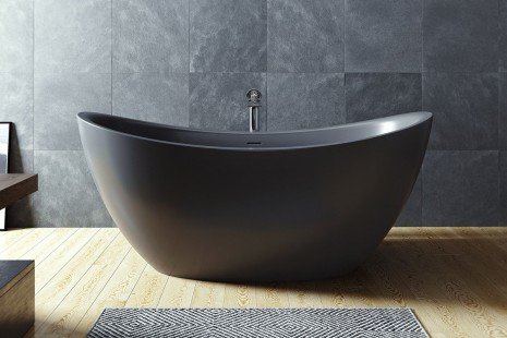 Purescape 171 Black Freestanding Slipper Bathtub 04